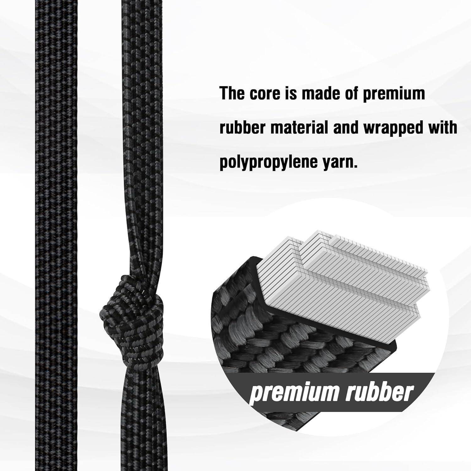 Rugtol Gummispanner mit Haken, 200cm Spanngummi Verstellbar Gummi Spanngurt 4er Set, Flach Gepäckspanner Schwarz Gummiseil, Extra Stark Gummispanner