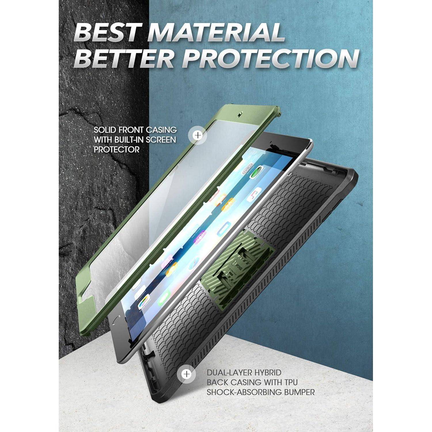 SUPCASE Guldan Schutzhülle für iPad 9. Generation mit Displayschutzfolie (Unicorn Beetle Pro), [Integrierter Ständer] Robuste, robuste Schutzhülle