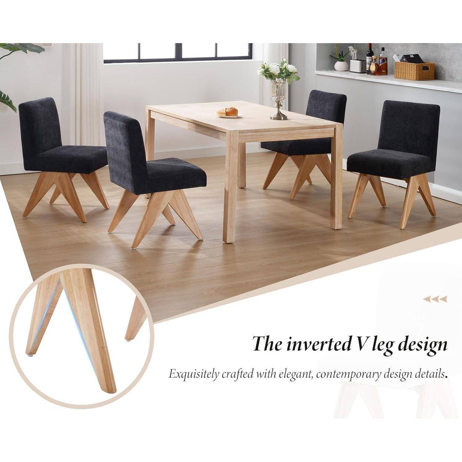 Ya-Home Esszimmerstühle 2er Set Polsterstühle Chenille Küchenstühle ohne Armlehne Akzentstühle mit Holzbeinen für Küche/Esszimmer/Wohnzimmer, H