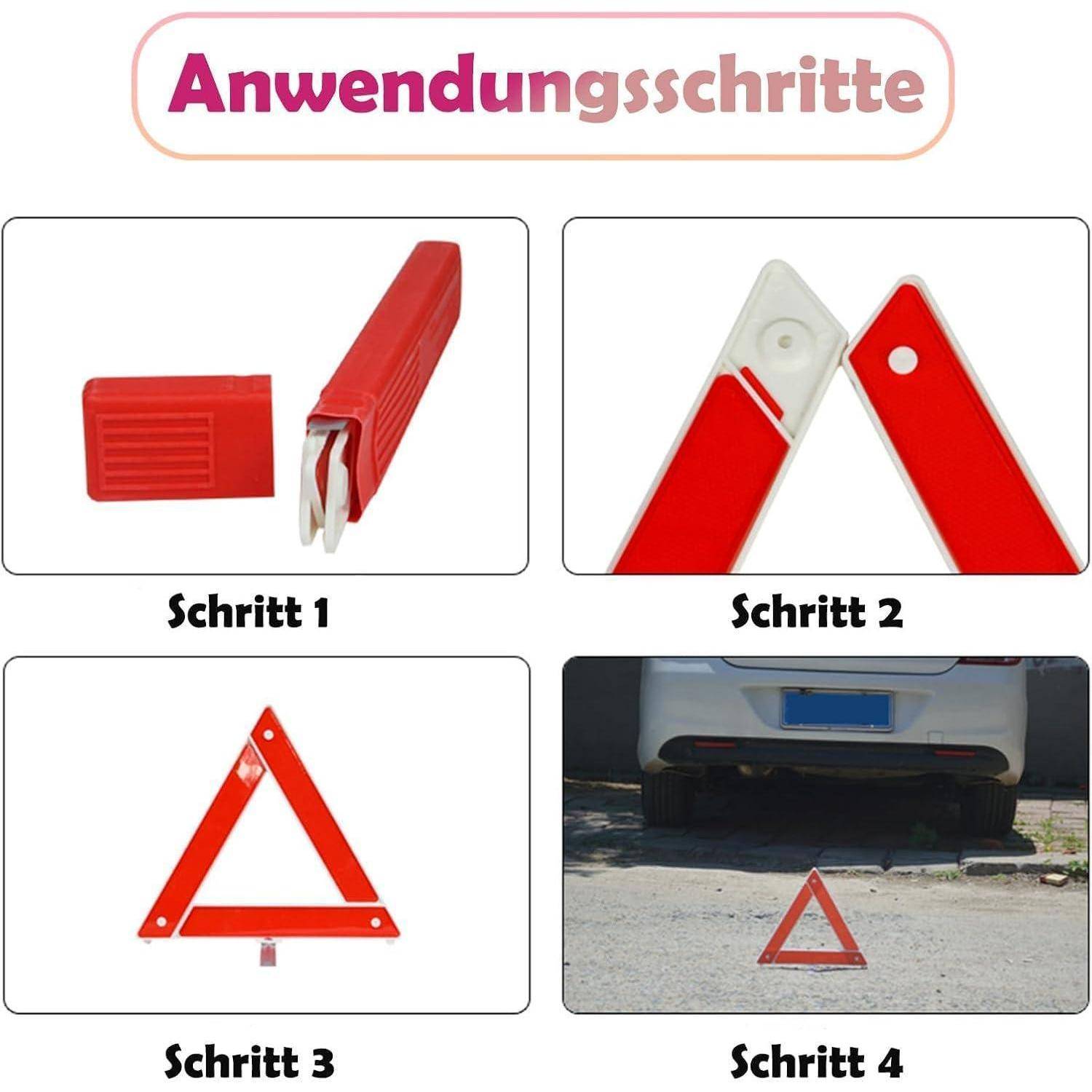 Warndreieck Kfz, Warndreieck Auto, Multifunktional, Zuverlässig und Langlebig Auto Warndreieck, für Reise- und Baustelleneinsatz, Geeignet für Pann