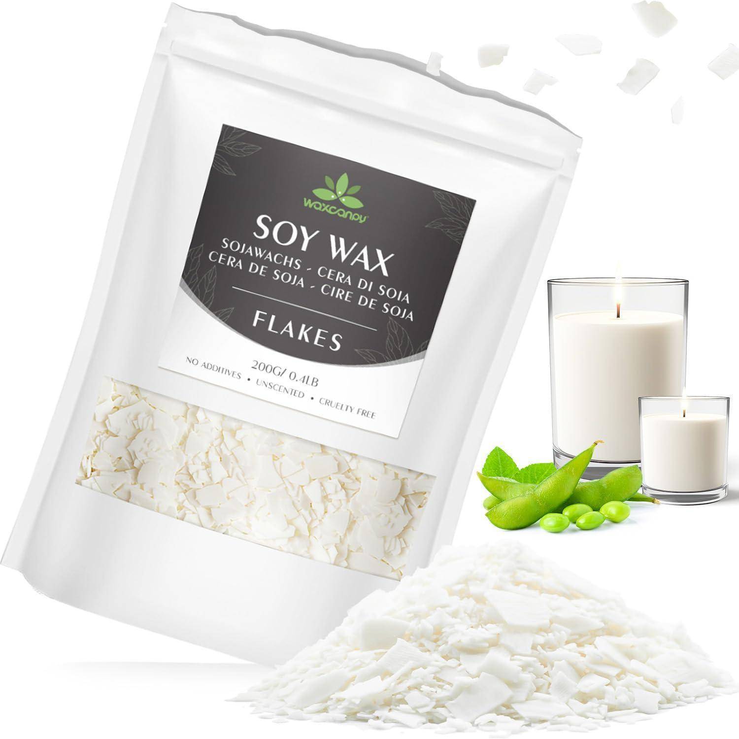 Weiße Tasche mit der Aufschrift „Soy Wax Flakes