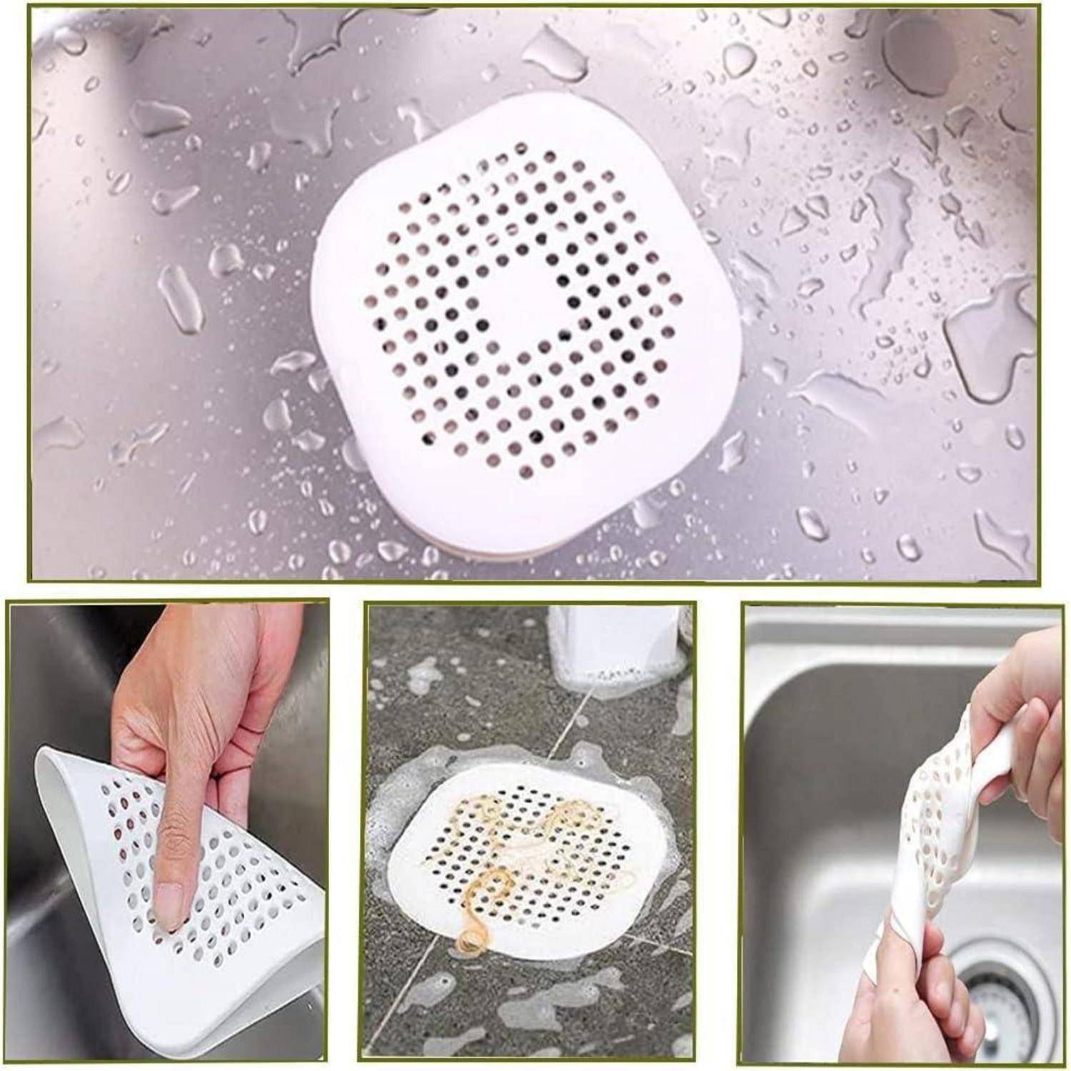 2 Stück Abflusssieb Silikon, Abflusssieb Dusche Haarfänger Badewanne Abflussabdeckung, Abflusssieb für Badezimmer Badewanne und Küche (2 Weiß)