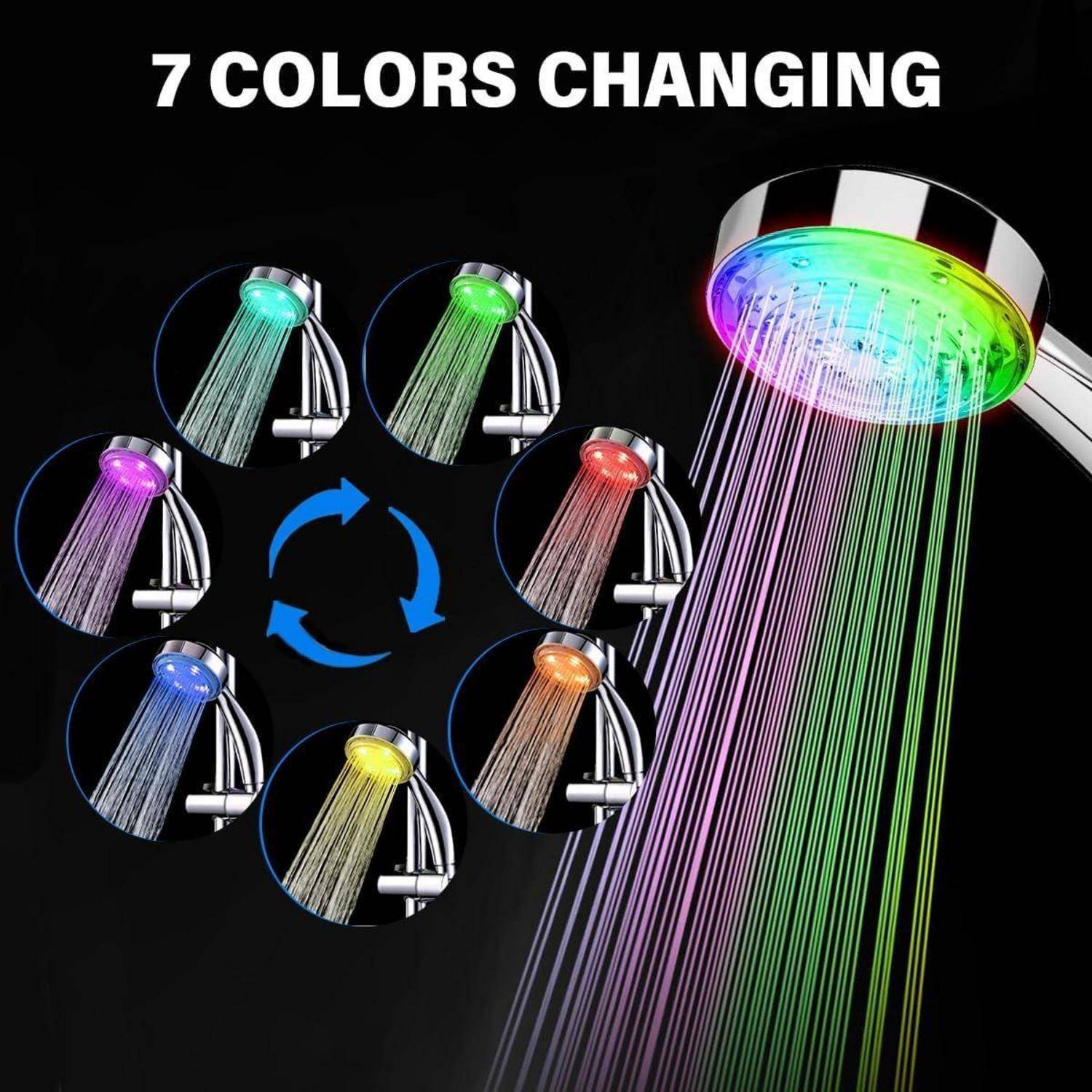 LED Duschkopf mit Farbwechsel, Duschkopf mit Lichter, LED Handbrause 7 Farben Licht Automatische, Duschbrause LED Farbwechsel, Wassersparend