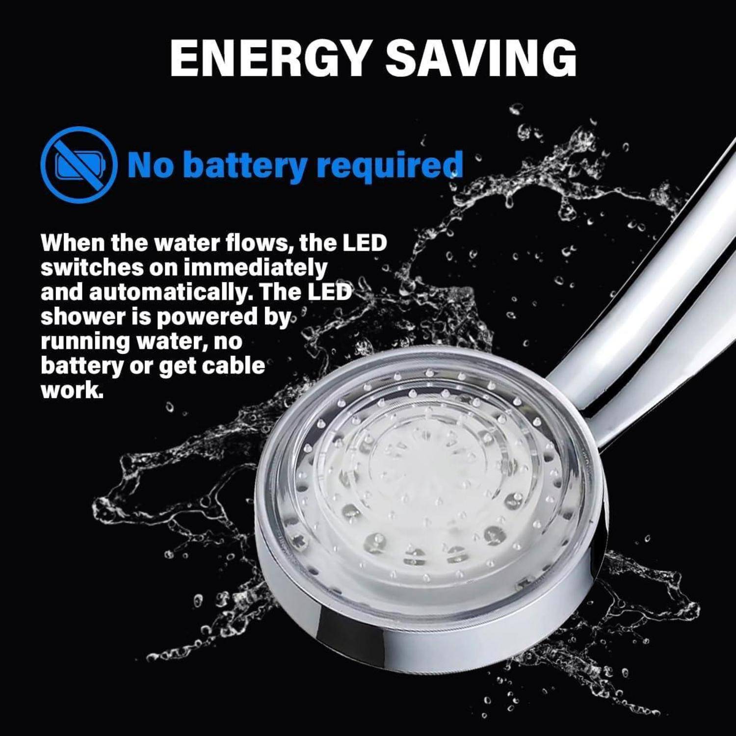 LED Duschkopf mit Farbwechsel, Duschkopf mit Lichter, LED Handbrause 7 Farben Licht Automatische, Duschbrause LED Farbwechsel, Wassersparend