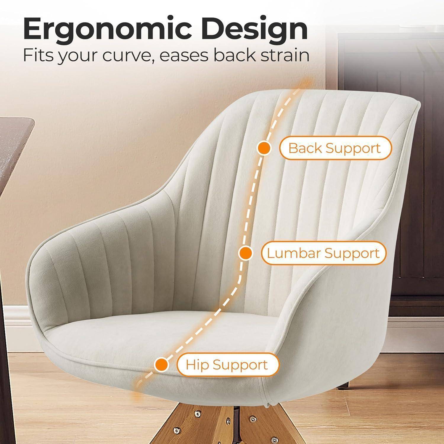 Zouron Esszimmerstühle Drehbar Beige - Samtstuhl Polsterstuhl mit Armlehnen Sessel Esszimmerstühle Gold Eichenholzbeine Stuhl Offwhite (Beige Samt-H