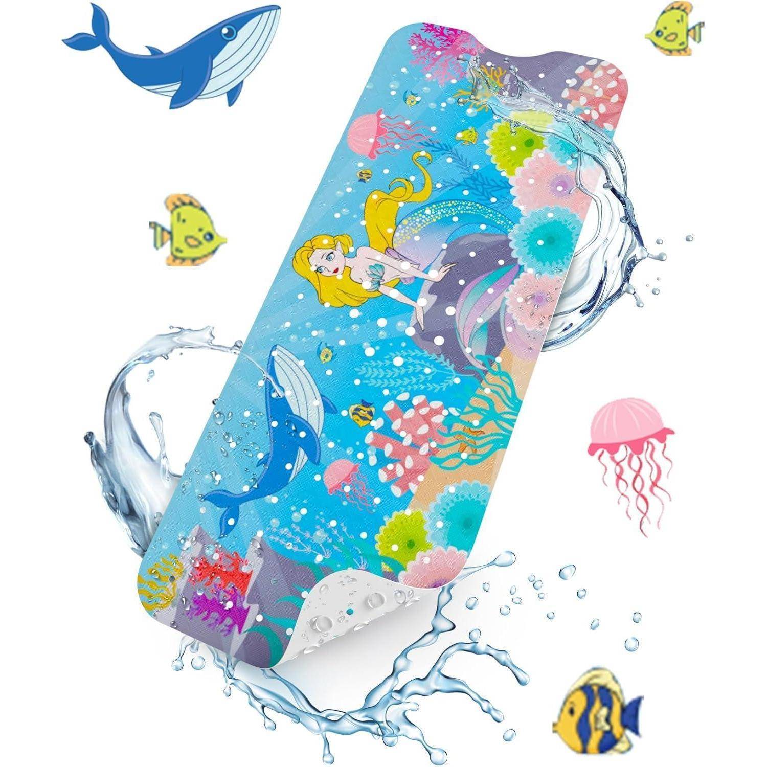 Farbenfrohe, unterwasserthematische Handyhülle mit Grafiken von Meerjungfrau, Wal, Fisch, Qualle und Wasserspritzy.