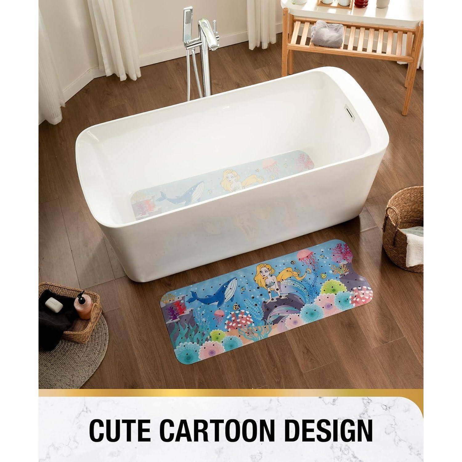 HITSLAM Badewannenmatte rutschfest Kinder, 101x40cm Extra Lange Antirutschmatte Badewanne Kinder, Duschmatte rutschfest Baby, Schimmelresistent