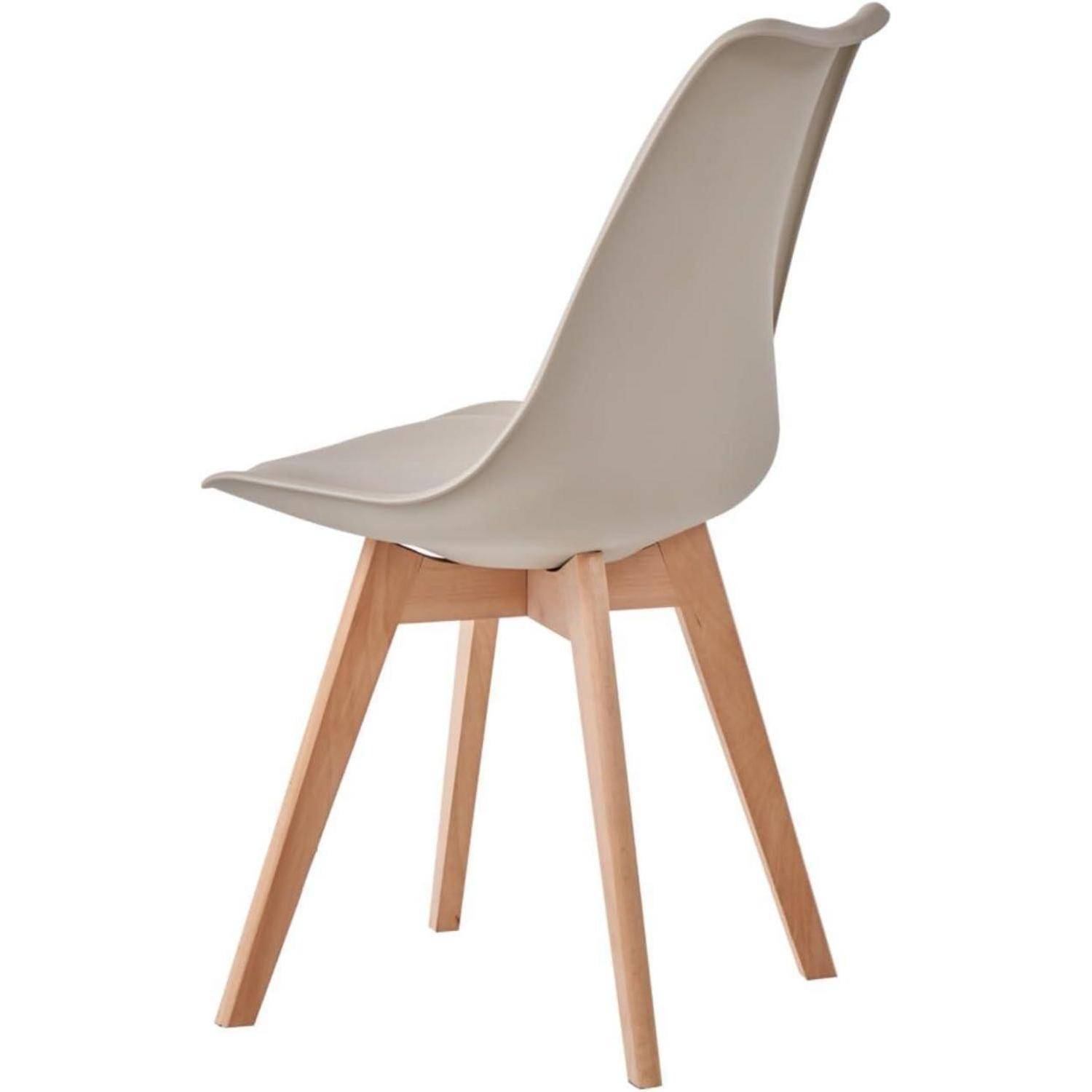 8er Set Modernes Esszimmerstühle, Küchenstühle mit Polsterung und Buchenbeinen für Schlafzimmer, Wohnzimmer, Esszimmer, Küche – Khaki Khaki 8er