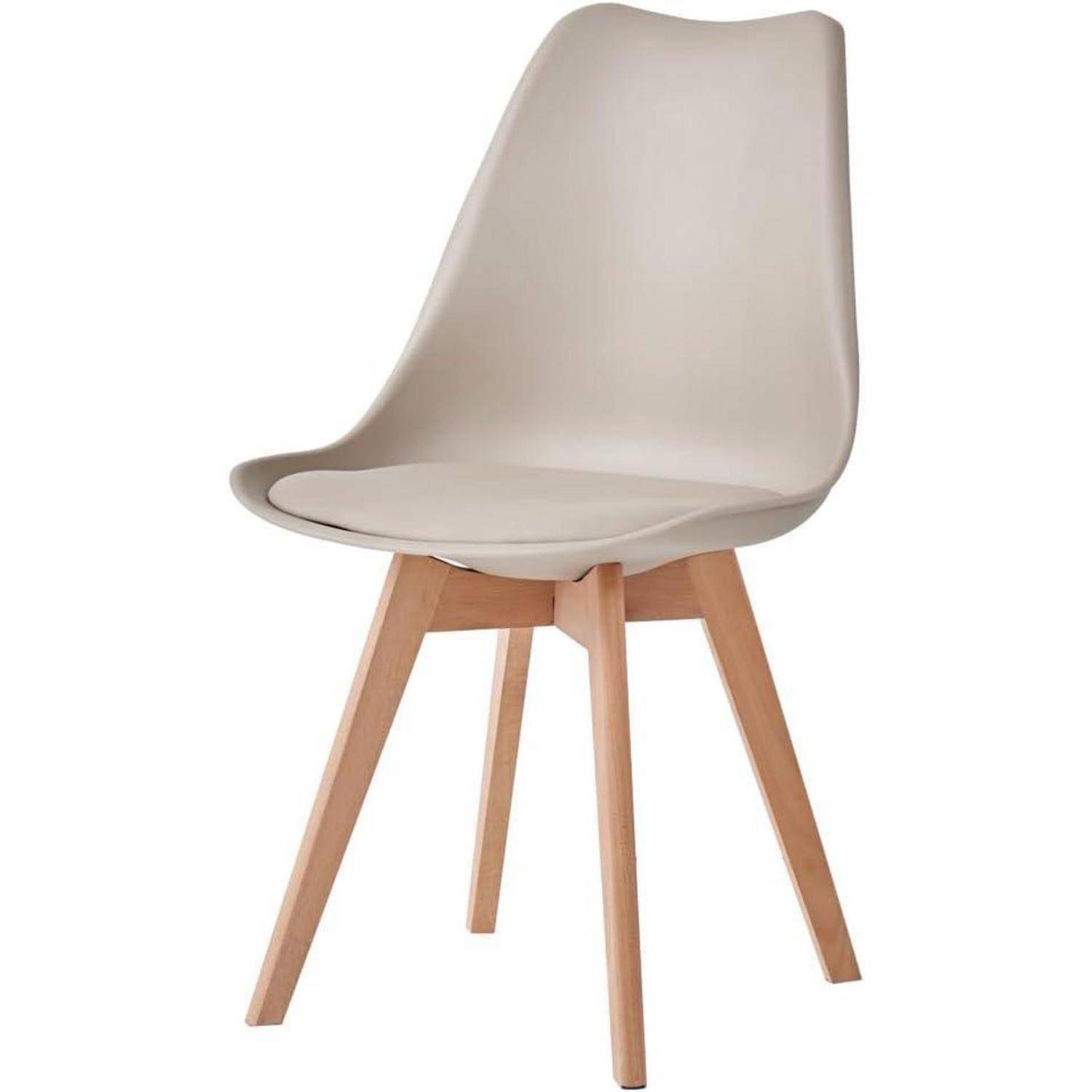 8er Set Modernes Esszimmerstühle, Küchenstühle mit Polsterung und Buchenbeinen für Schlafzimmer, Wohnzimmer, Esszimmer, Küche – Khaki Khaki 8er