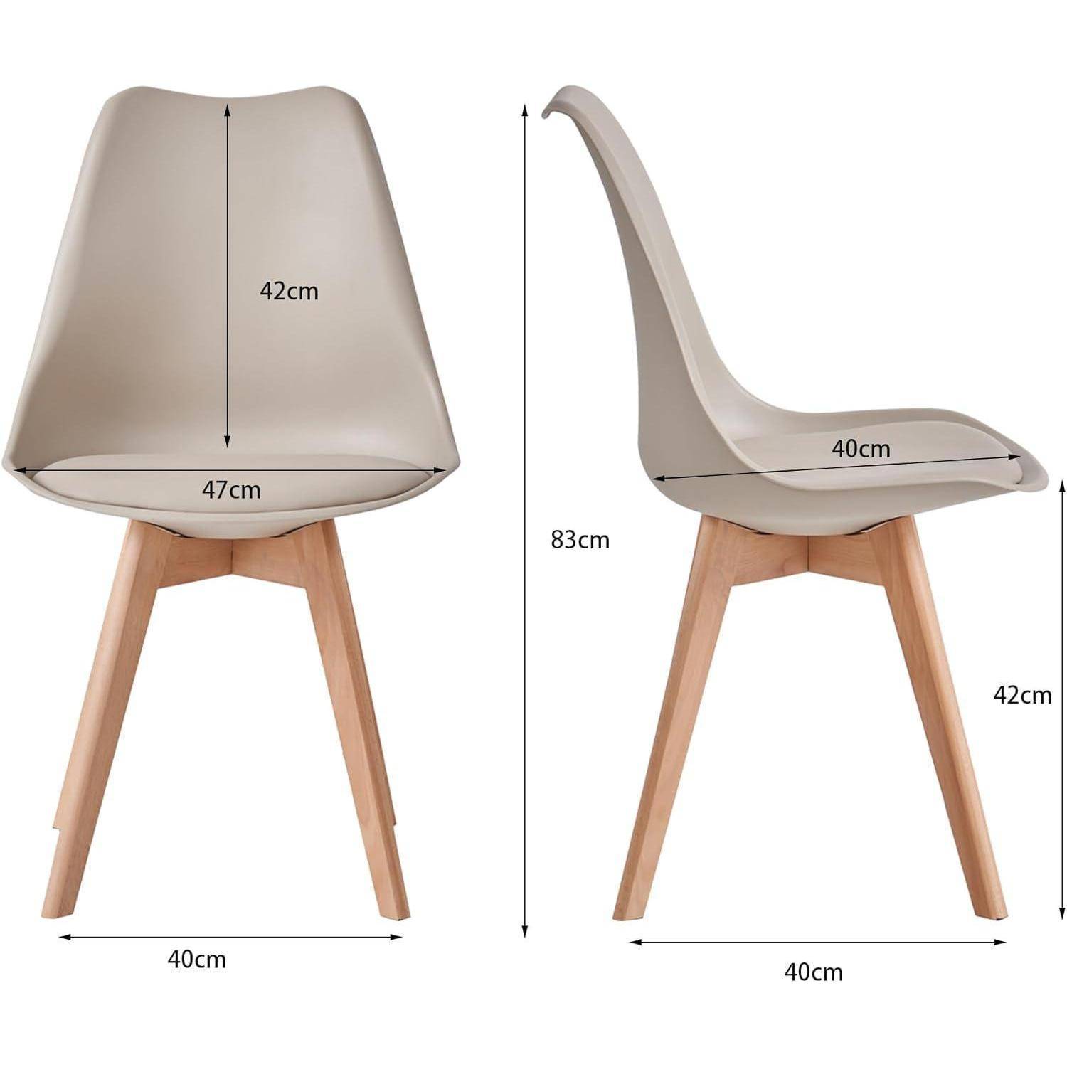 8er Set Modernes Esszimmerstühle, Küchenstühle mit Polsterung und Buchenbeinen für Schlafzimmer, Wohnzimmer, Esszimmer, Küche – Khaki Khaki 8er