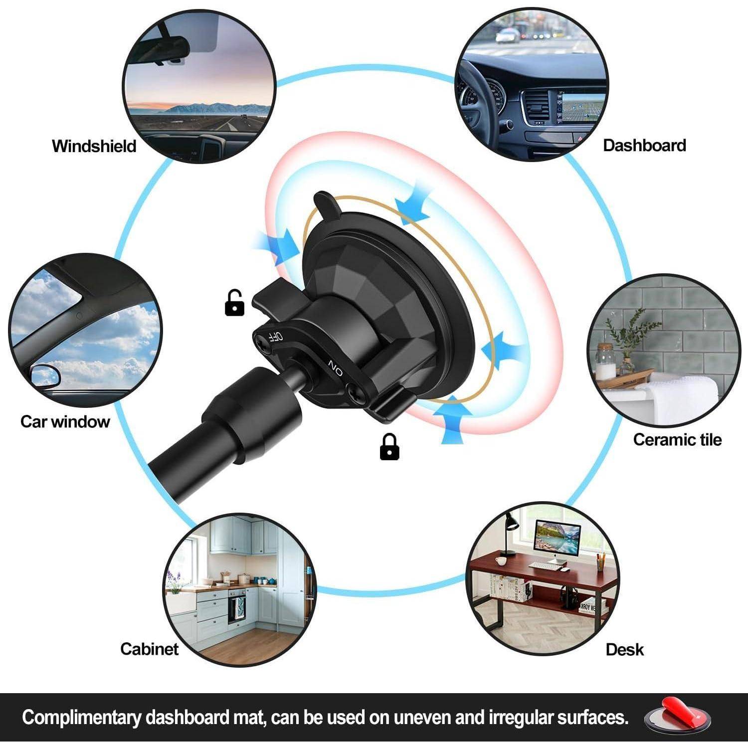 woleyi LKW/Auto Tablet Halterung Armaturenbrett Windschutzscheibe, Heavy Duty iPad Autohalterung Saugnapf mit Metallarm für 4-12,9" Handy &amp; Tablet
