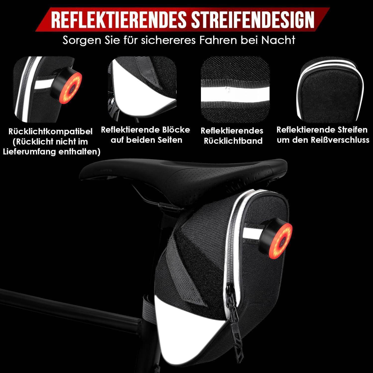 Eyein Fahrrad Satteltasche, Wasserfest und reflektierende Outdoor Satteltaschen für Fahrrad, 1.5L Leichte Fahrradsitz Tasche mit Schnellverschluss