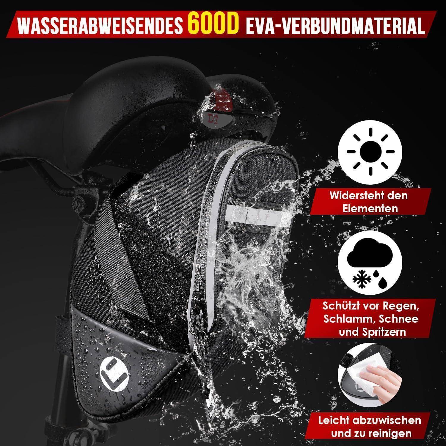 Eyein Fahrrad Satteltasche, Wasserfest und reflektierende Outdoor Satteltaschen für Fahrrad, 1.5L Leichte Fahrradsitz Tasche mit Schnellverschluss