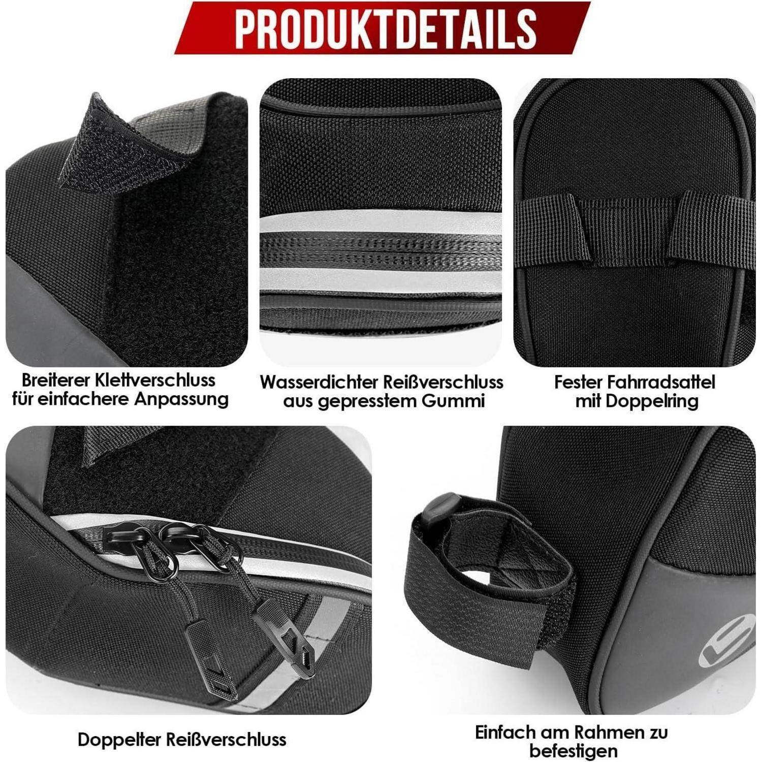 Eyein Fahrrad Satteltasche, Wasserfest und reflektierende Outdoor Satteltaschen für Fahrrad, 1.5L Leichte Fahrradsitz Tasche mit Schnellverschluss