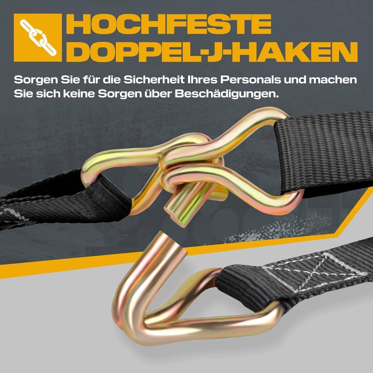 Spanngurte mit Ratsche und Haken - 6M x 25MM Spanngurt TÜV/GS Zertifiziert mit Ratschengurte mit Nockenschnalle für Motorräder, Auto, Anhänger, Ha