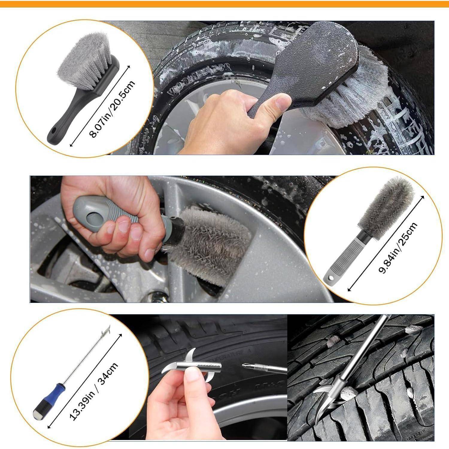 GES Autowaschmopp mit langem Griff, 62 Zoll Autowaschbürste mit Teleskopgriff, 2-in-1 Chenille-Mikrofaser-Chenille-Reinigungsset mit