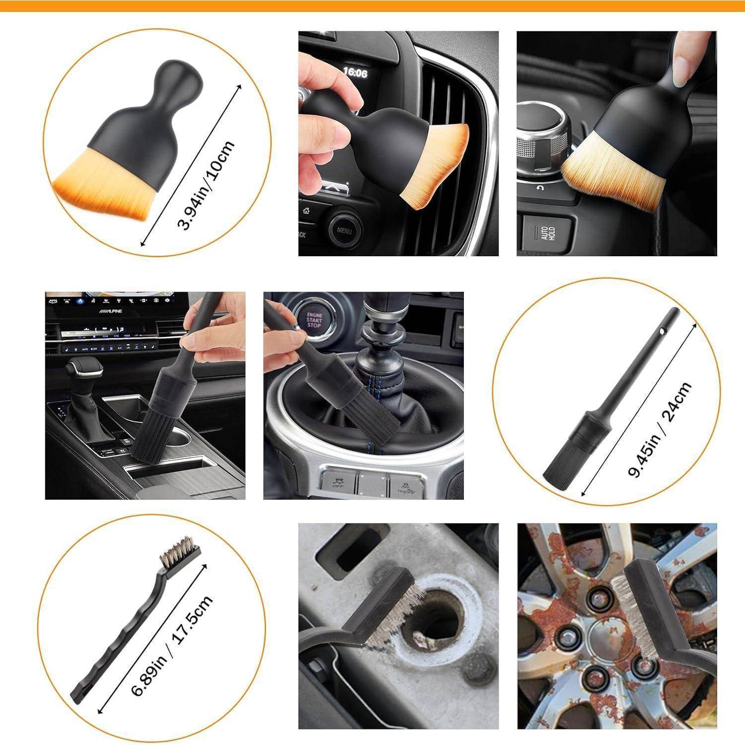 GES Autowaschmopp mit langem Griff, 62 Zoll Autowaschbürste mit Teleskopgriff, 2-in-1 Chenille-Mikrofaser-Chenille-Reinigungsset mit