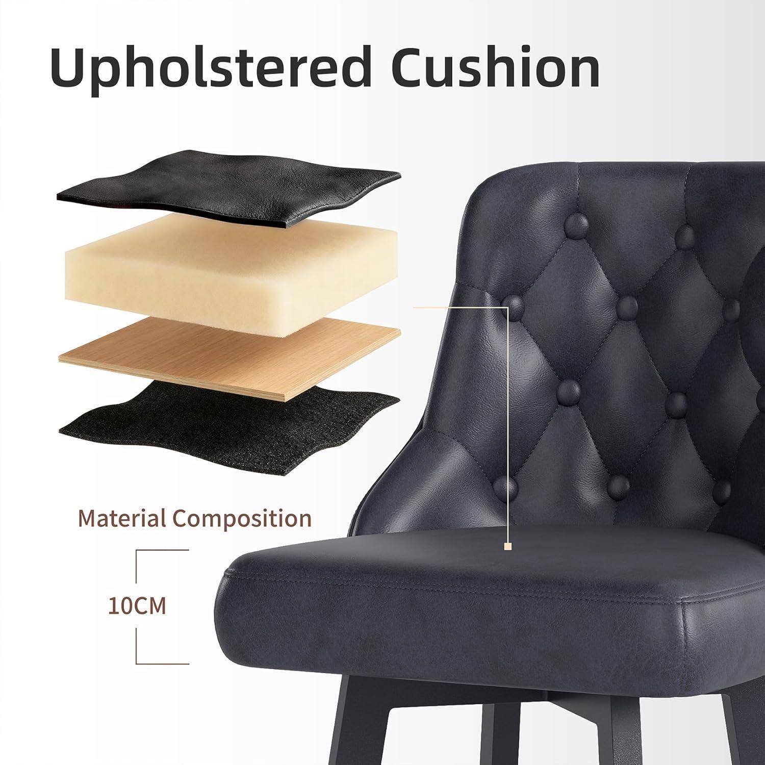 Youhauchair Barhocker 4er Set, Moderner wasserdichter Barhocker aus PU-Leder, 360° drehbarer Barstuhl mit Fußstütze, Sitzhöhe 66,5 cm, Tragkraft