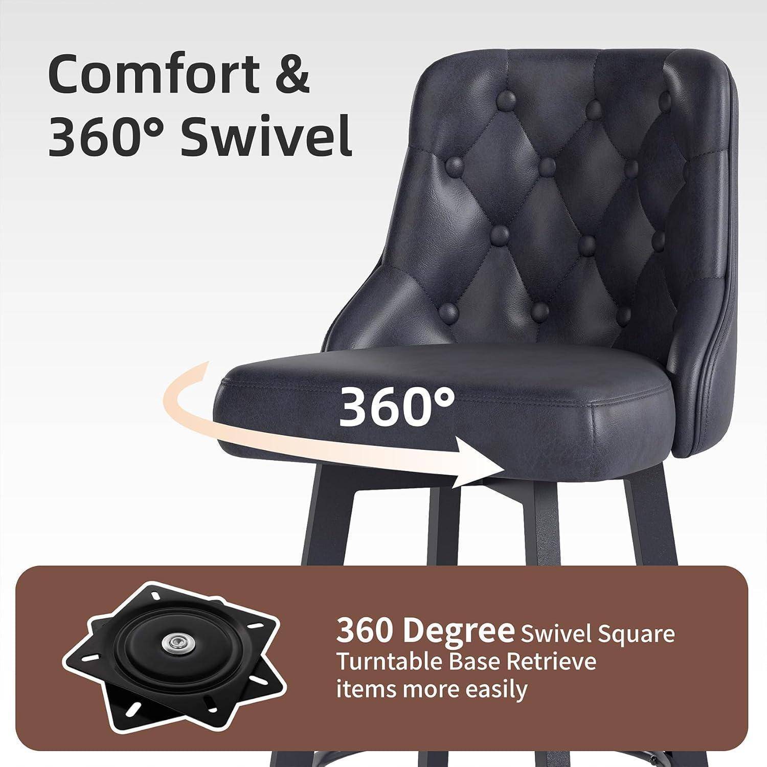 Youhauchair Barhocker 4er Set, Moderner wasserdichter Barhocker aus PU-Leder, 360° drehbarer Barstuhl mit Fußstütze, Sitzhöhe 66,5 cm, Tragkraft
