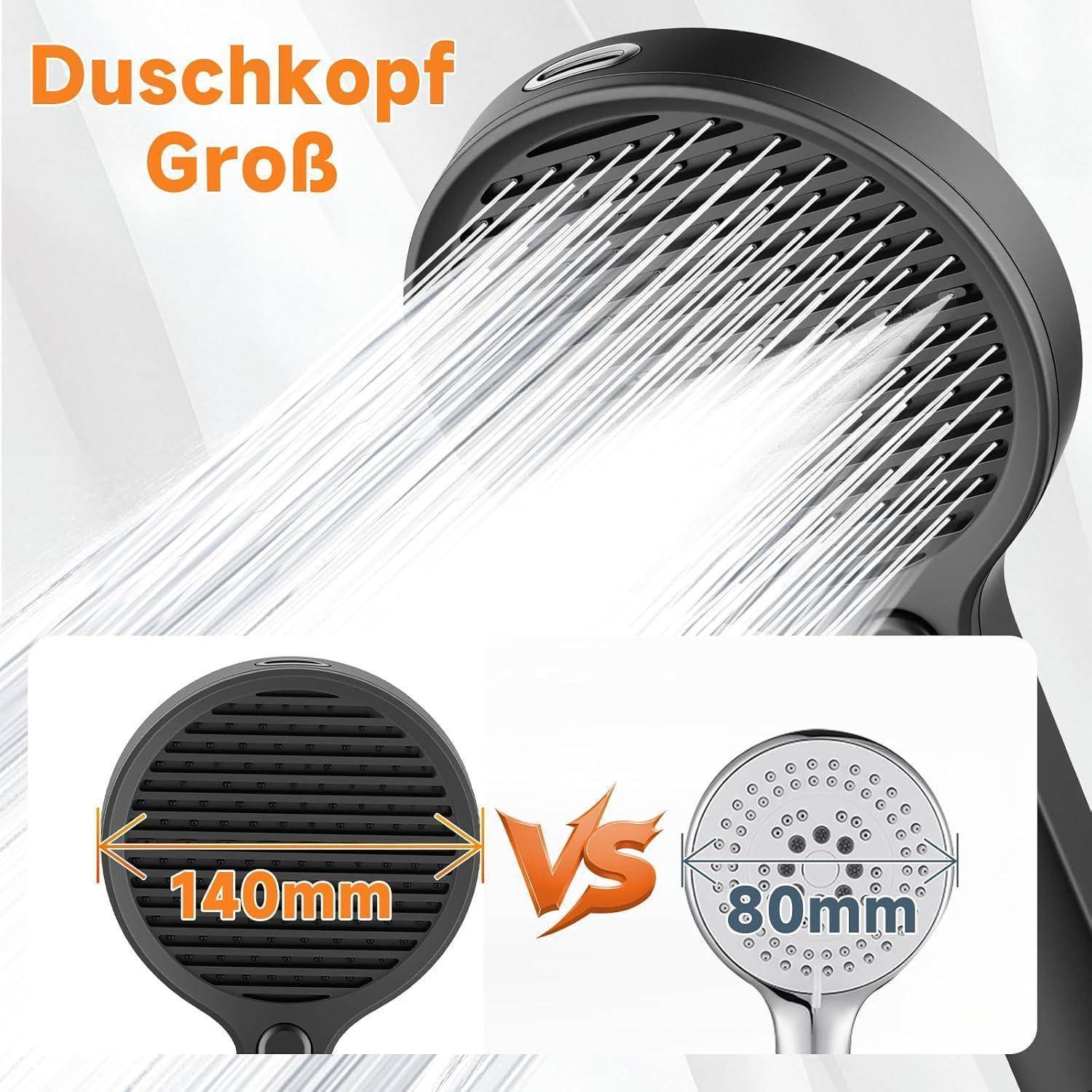 Großer Duschkopf mit der Bezeichnung 