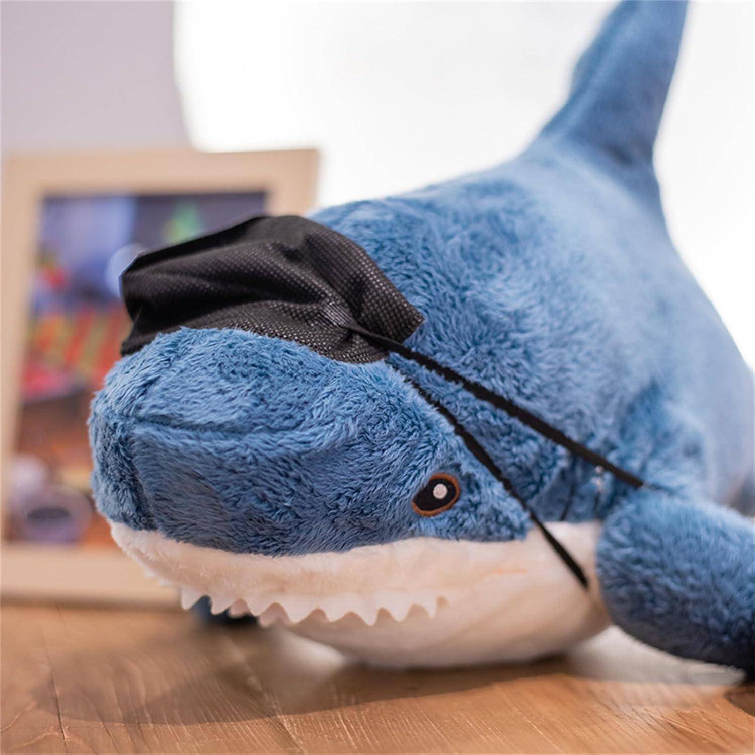 Niedlicher Hai Wal Plüschtier Stofftier Kuscheltier Weiches Kissen Puppe Wurfkissen, als und Dekoration Geschenk für Kinder (40 cm,Blau) 40 cm Blau