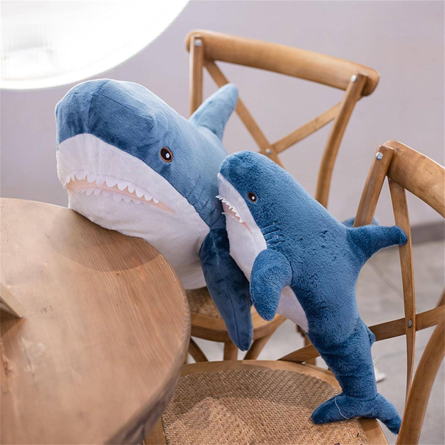 Niedlicher Hai Wal Plüschtier Stofftier Kuscheltier Weiches Kissen Puppe Wurfkissen, als und Dekoration Geschenk für Kinder (40 cm,Blau) 40 cm Blau