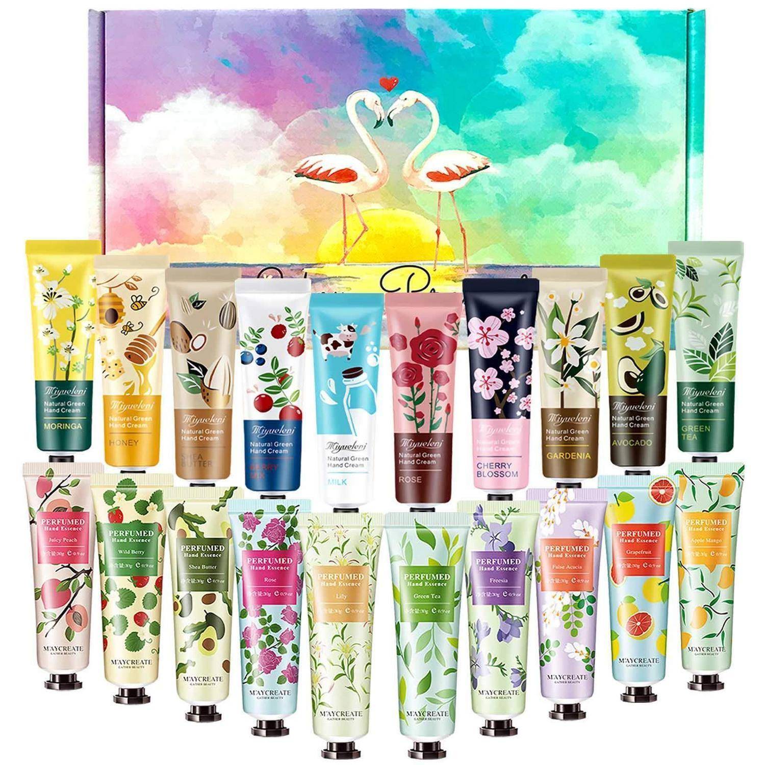 Plant Duftcreme, 20 x 30 ml Mini-Handcreme-Geschenkset, tägliche Feuchtigkeitscreme-Hände, tief feuchtigkeitsspendend und nahrhaftes, natürliches