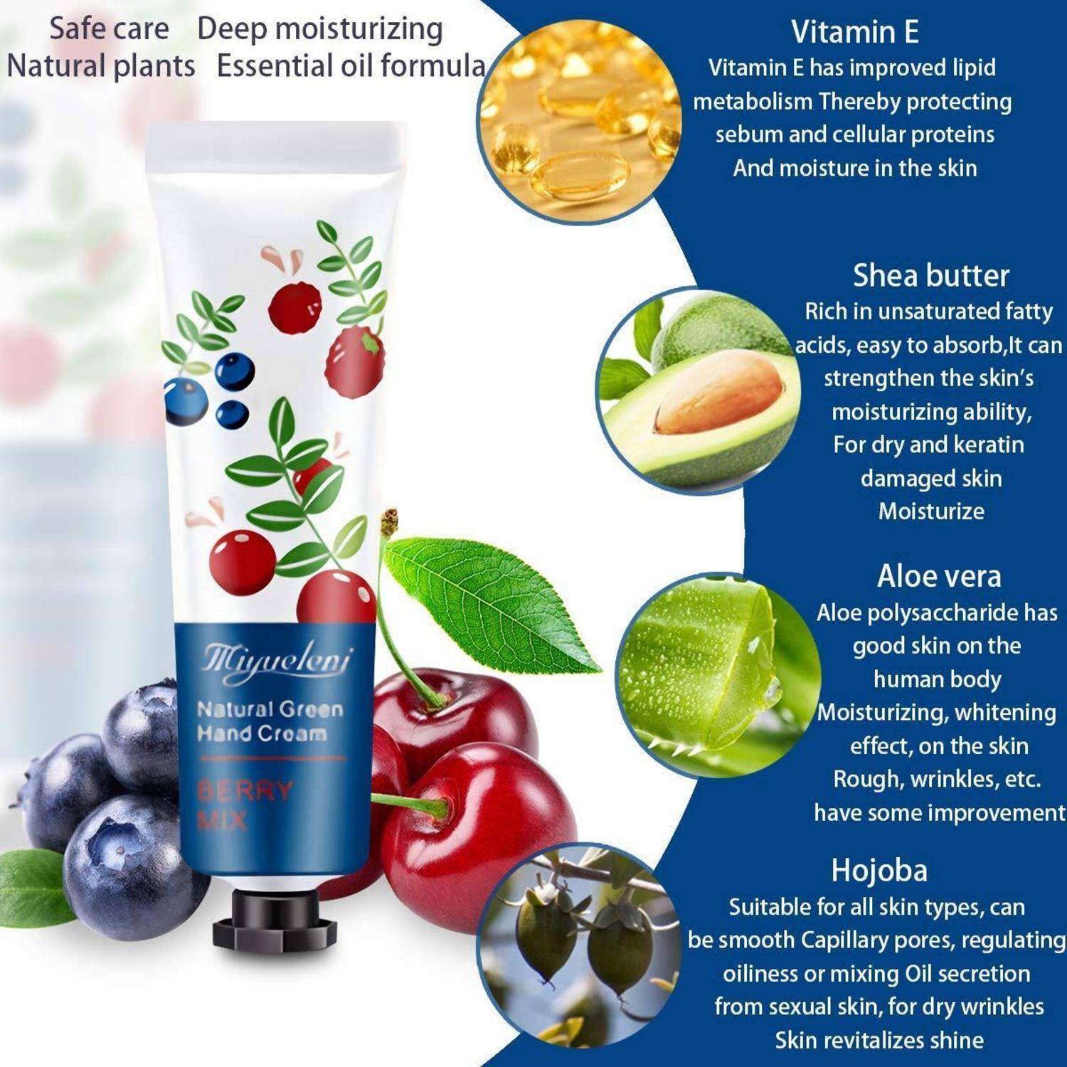 Plant Duftcreme, 20 x 30 ml Mini-Handcreme-Geschenkset, tägliche Feuchtigkeitscreme-Hände, tief feuchtigkeitsspendend und nahrhaftes, natürliches
