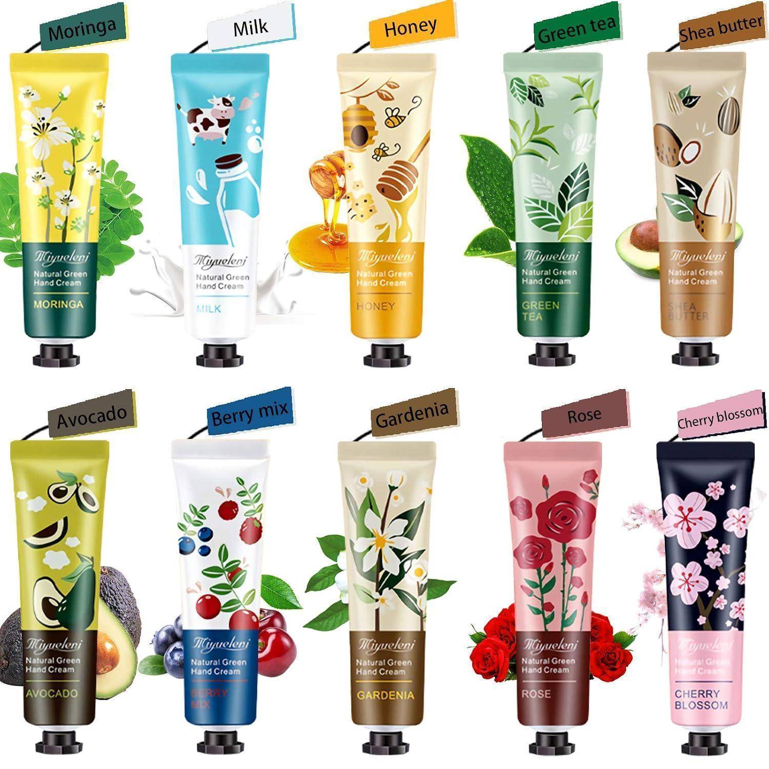 Plant Duftcreme, 20 x 30 ml Mini-Handcreme-Geschenkset, tägliche Feuchtigkeitscreme-Hände, tief feuchtigkeitsspendend und nahrhaftes, natürliches