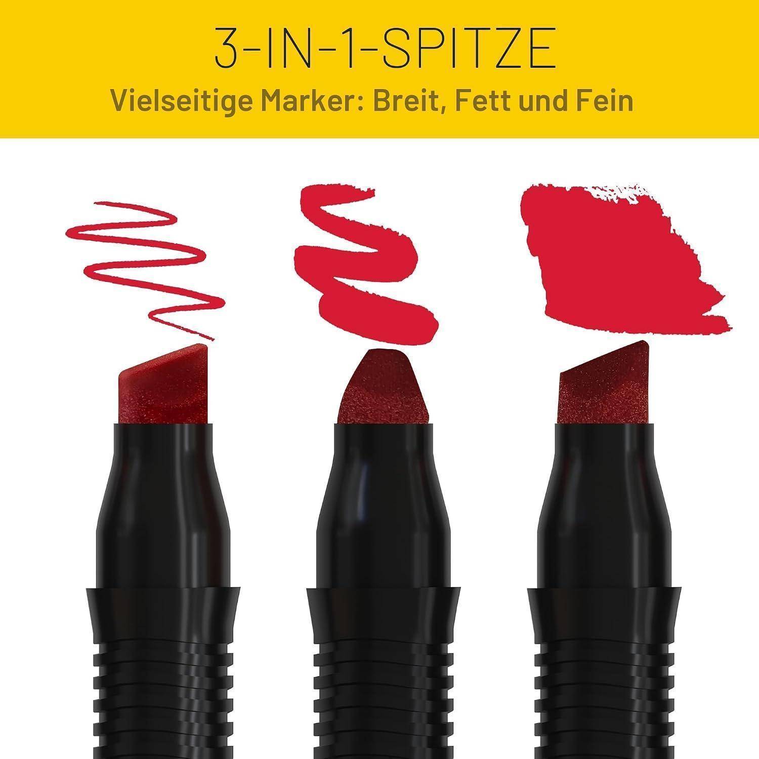 JUMBO marker pens, Marker stifte, Filzstifte Twin-Markers- 4 Stück/8 Farben - Dicke spitze Keilspitze 3-10 mm - Für Malerei, Graffiti, Markieren -
