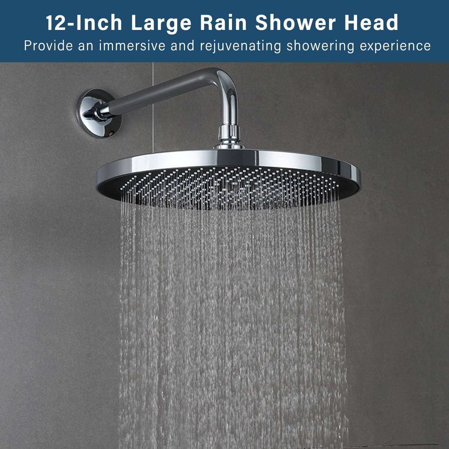Großer Duschkopf Regendusche, 12 Zoll Kopfbrause Regendusche Gross Runder, Groß Duschkopf xxl Regen 360° Verstellbarer 12 Zoll Chrom, Regenmodus