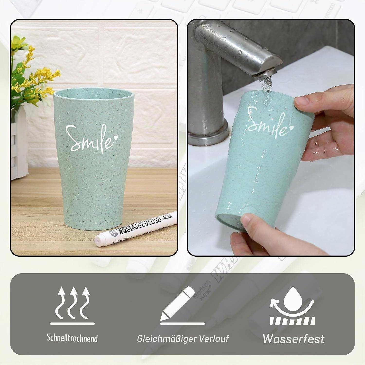 Mintgrüne Tasse mit dem Text „Smile