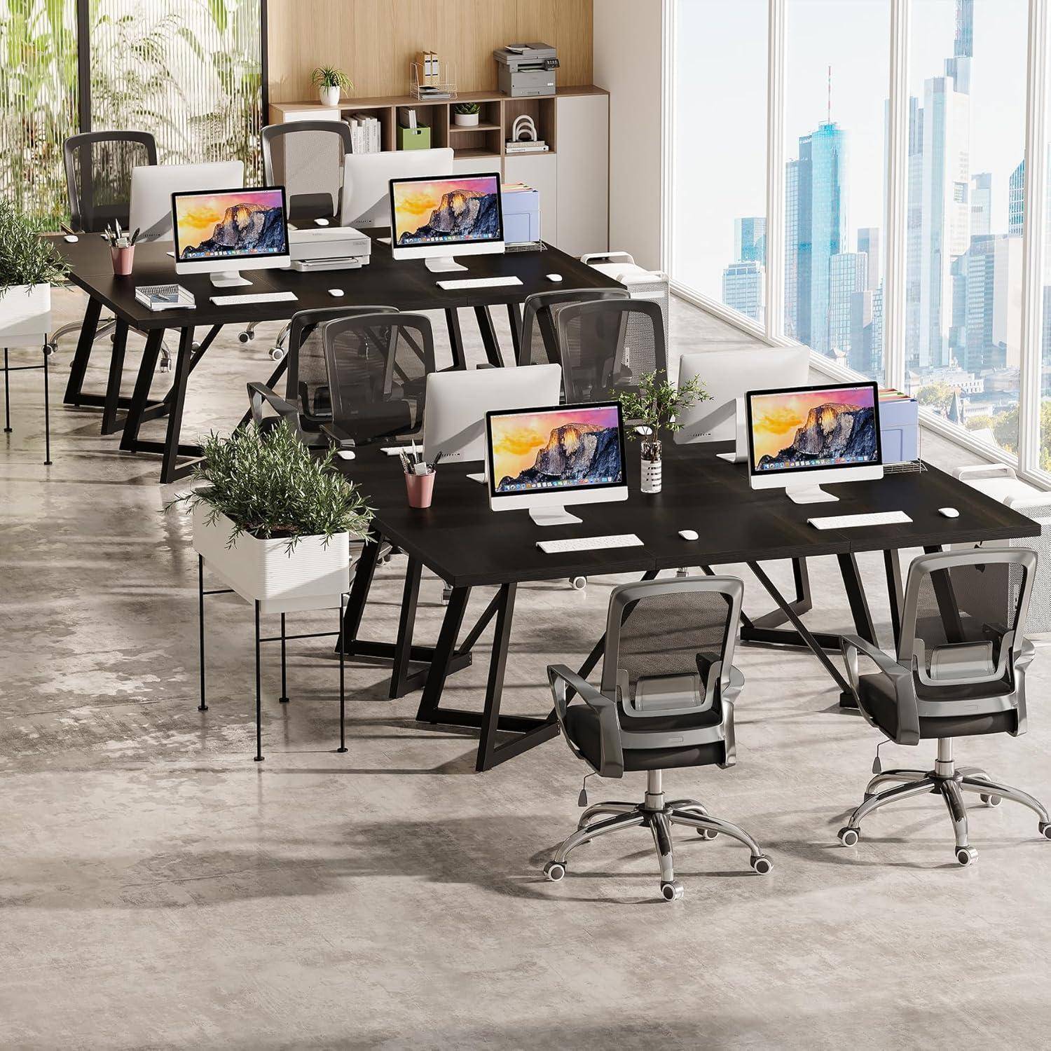 Tribesigns 180cm großer Schreibtisch, moderner Computertisch mit Metallgestell, rechteckiger Laptop-Schreibtisch für das Büro zu Hause (schwarz)