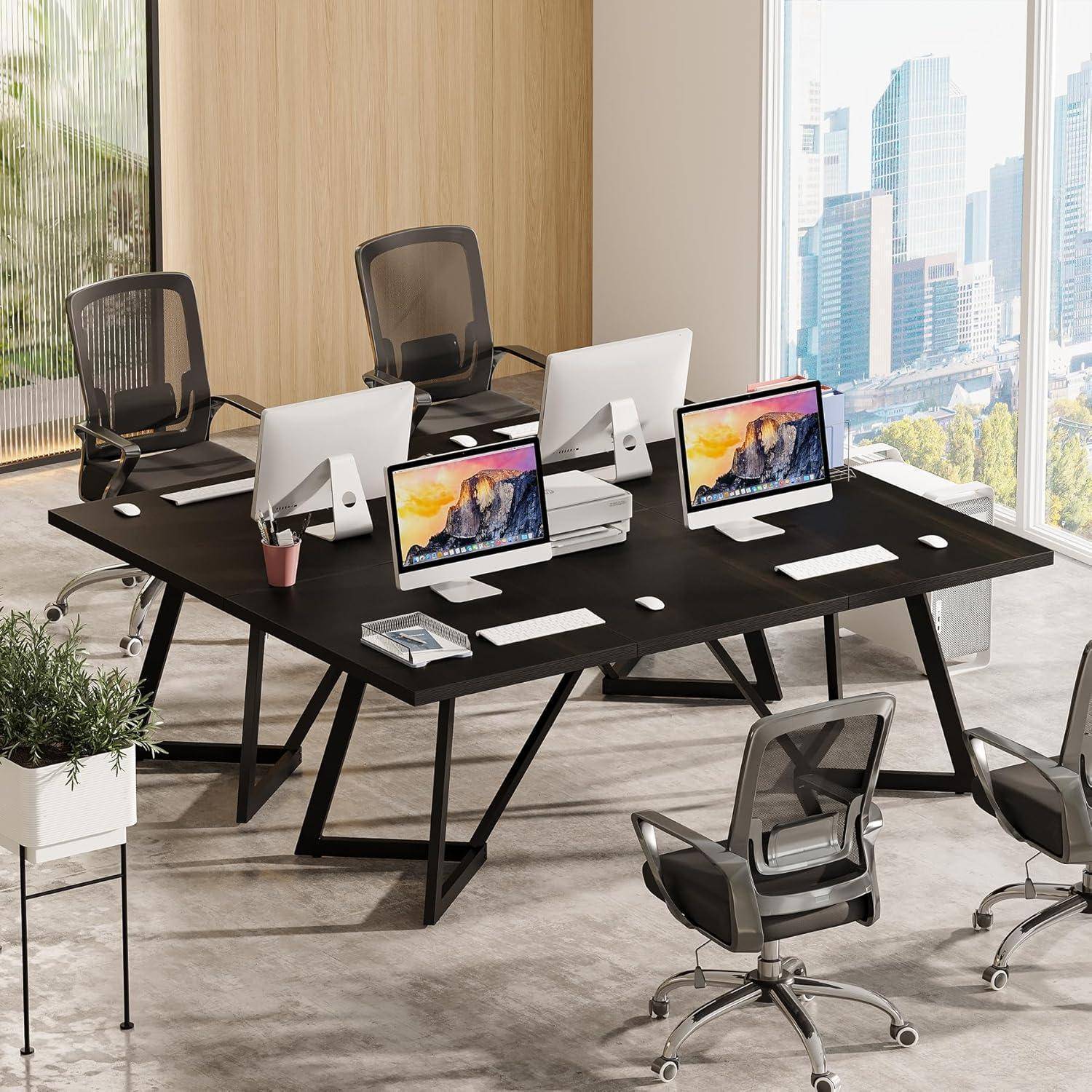 Tribesigns 180cm großer Schreibtisch, moderner Computertisch mit Metallgestell, rechteckiger Laptop-Schreibtisch für das Büro zu Hause (schwarz)