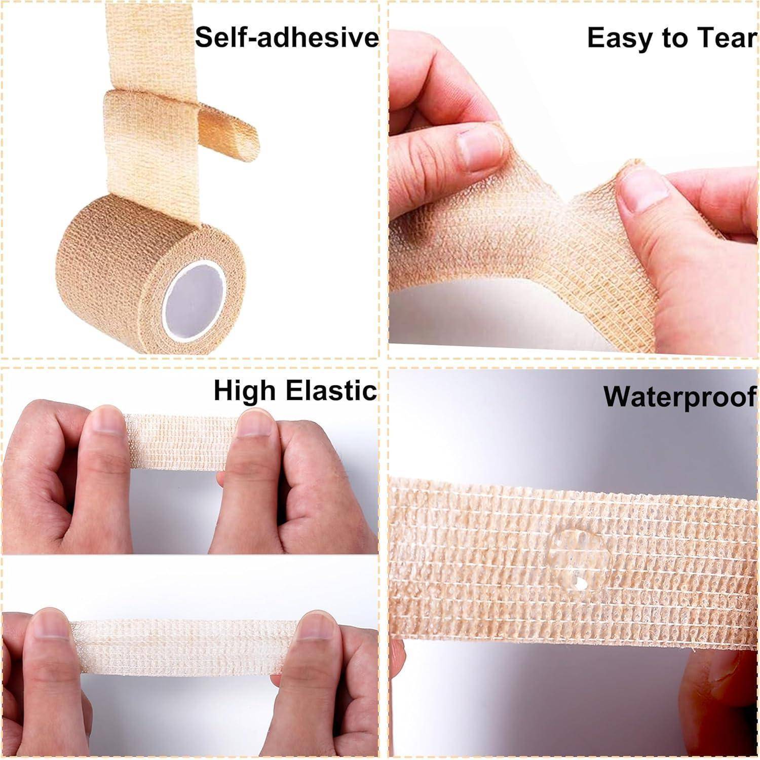 Selbstklebender Verband, 12 Rollen Selbsthaftende Bandage, Verband Selbstklebend Fingerpflaster Selbsthaftend Elastische Haftbandage Fixierbinde