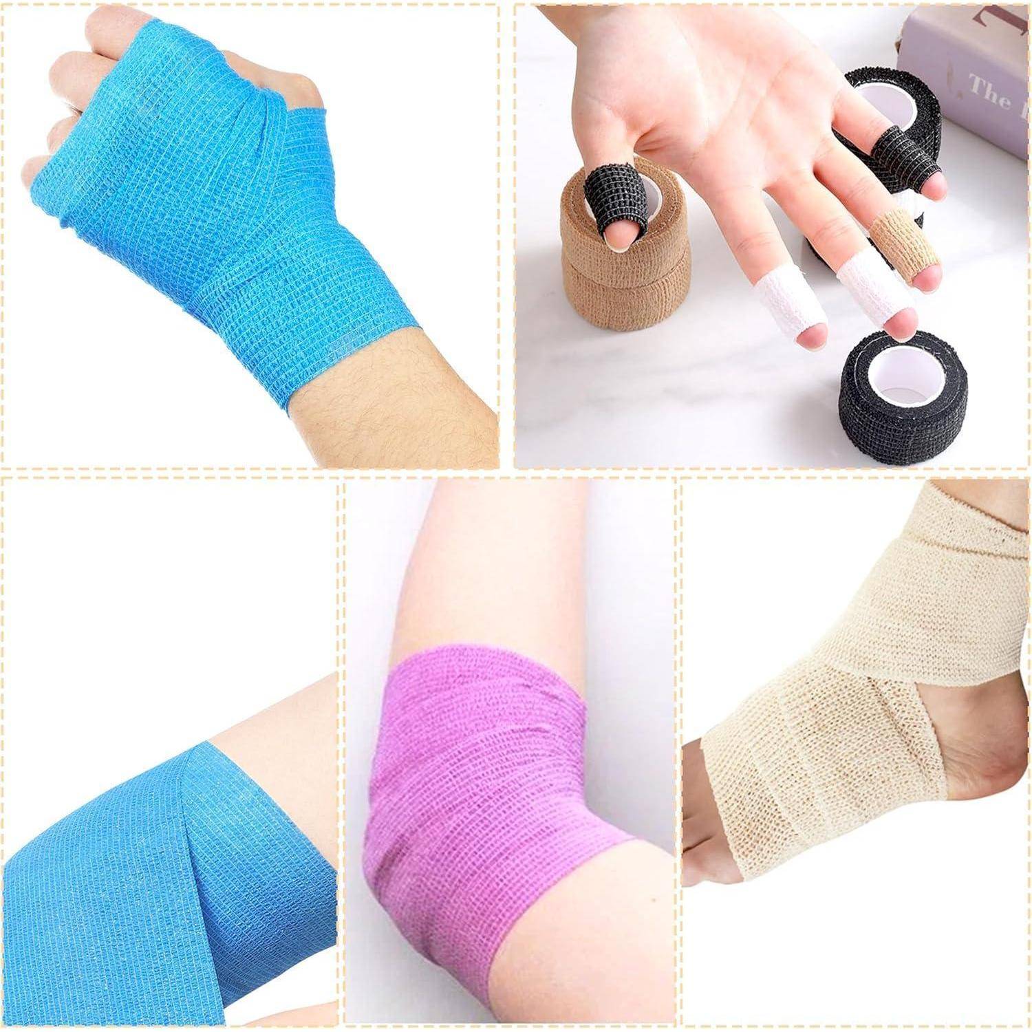 Selbstklebender Verband, 12 Rollen Selbsthaftende Bandage, Verband Selbstklebend Fingerpflaster Selbsthaftend Elastische Haftbandage Fixierbinde