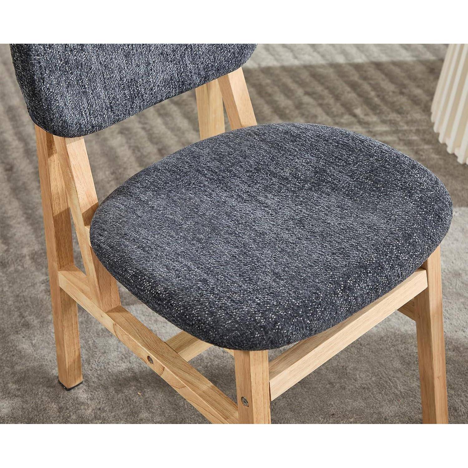 Esszimmerstühle 2er Set, Küchenstuhl ohne Armlehnen mit Holzrahmen aus Chenille, Polsterstuhl Wohnzimmerstuhl für Esszimmer Wohnzimmer Küche Schla