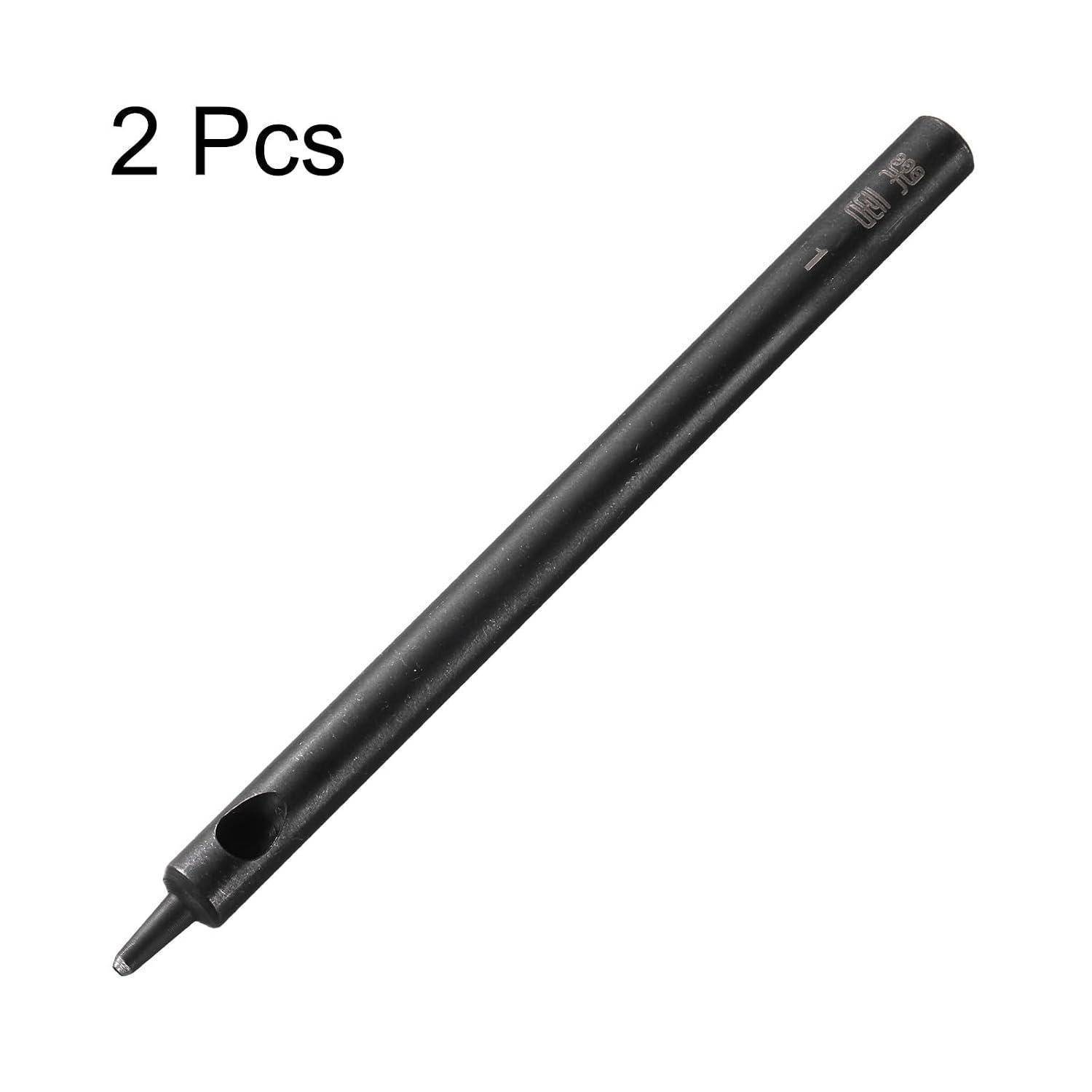 Schwarzes zylindrisches Werkzeug mit einer kleinen Metallspitze und einem Seitenloch, auf weißem Hintergrund dargestellt, mit der Kennzeichnung „2 Stück".