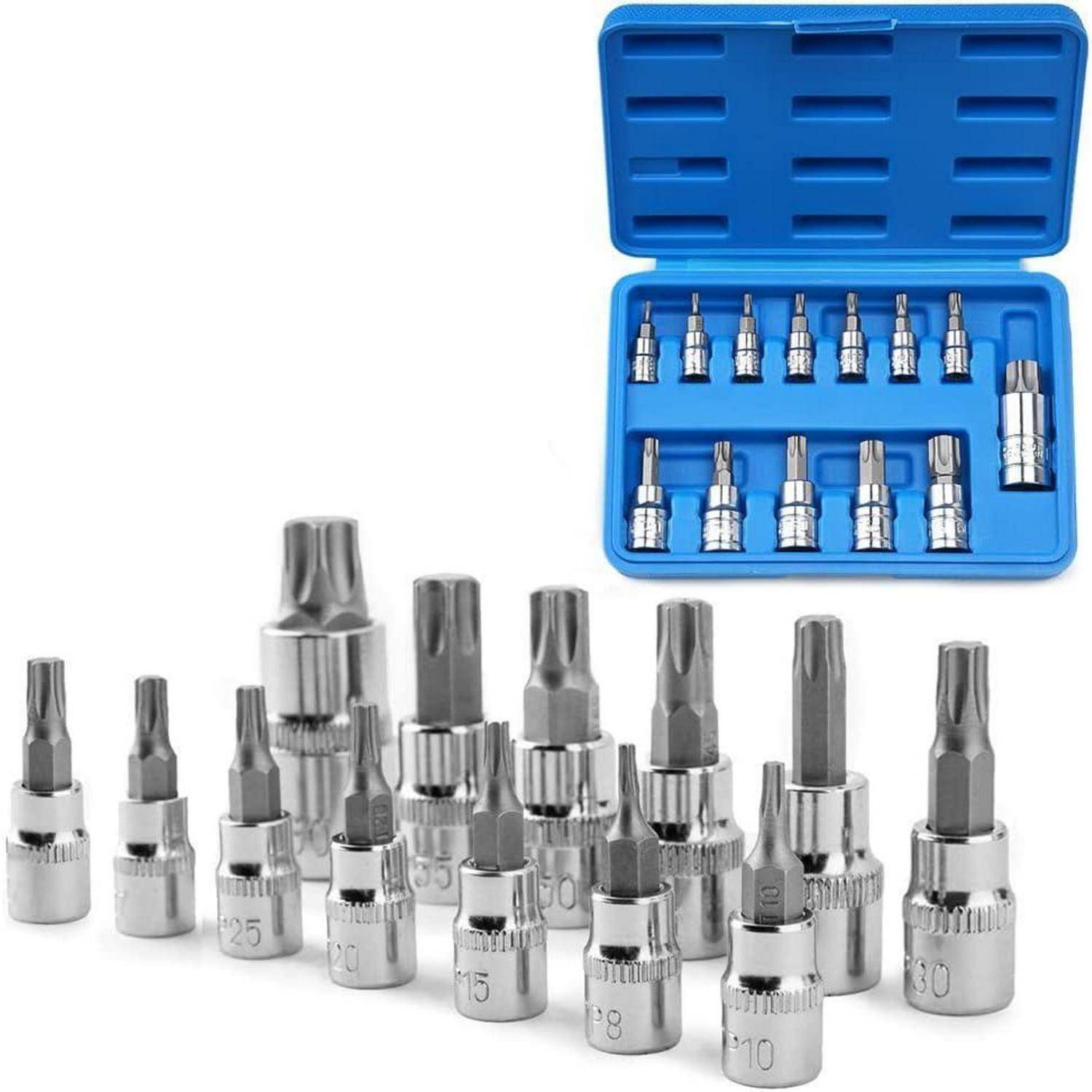 oumuik 13-teiliges Torx Nuss Set Torx-Steckschlüssel-Set, Innensechskant Schraubendreher-Bit, Torx-Bit