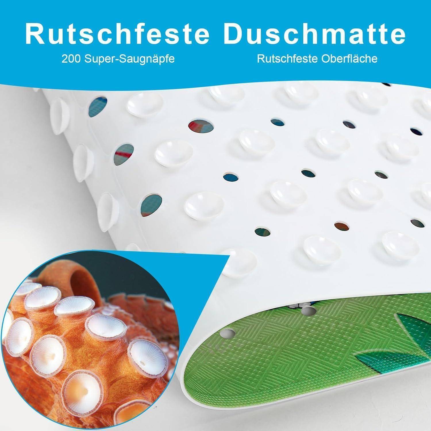 XIYUNTE Baby-Badematte für Badewanne, rutschfeste Kinder-Badematte, 101,6 x 40,6 cm, extra lang, Cartoon-Badematte, rutschfeste Kinder-Duschmatte