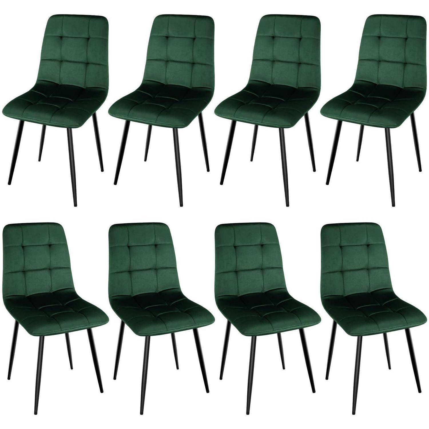Esszimmerstühle 8er Set, gepolsterter Stuhl mit hoher Rückenlehne und holländischem Samtdesign, Esstischstühle mit Metallfuß, für Esszimmer, Woh