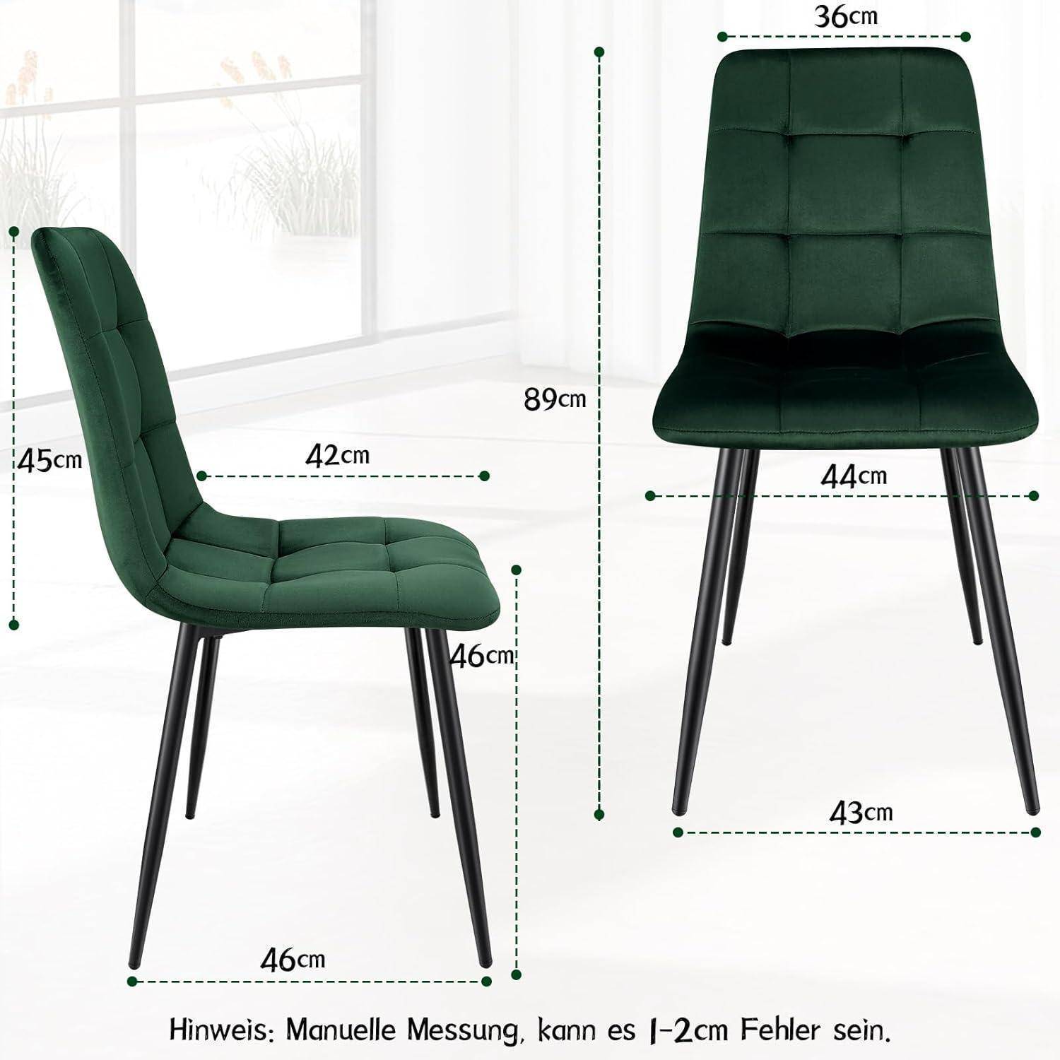 Esszimmerstühle 8er Set, gepolsterter Stuhl mit hoher Rückenlehne und holländischem Samtdesign, Esstischstühle mit Metallfuß, für Esszimmer, Woh