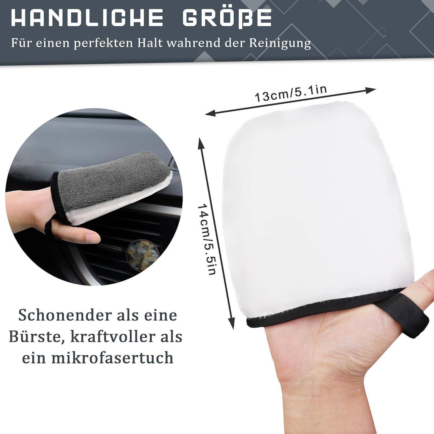 Auto Innenraum Scrub Pads Fingerhandschuh, Mikrofaser Waschschwamm Reinigungspad Set für die Innen Reinigung Pflege von Kunststoff, Polster, Leder
