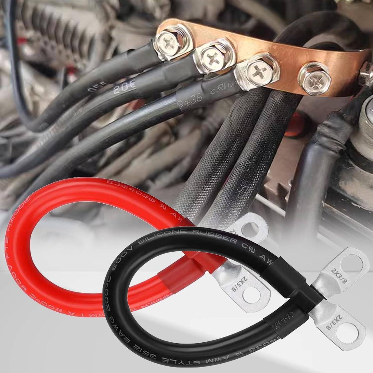 AUTOXBERT Satz 2 AWG Gauge 33mm2 Batterie Kabel Wechselrichter Litzenkabel Ringösen 8mm M8 Für Power Supply M8 * 30CM * 33MM²