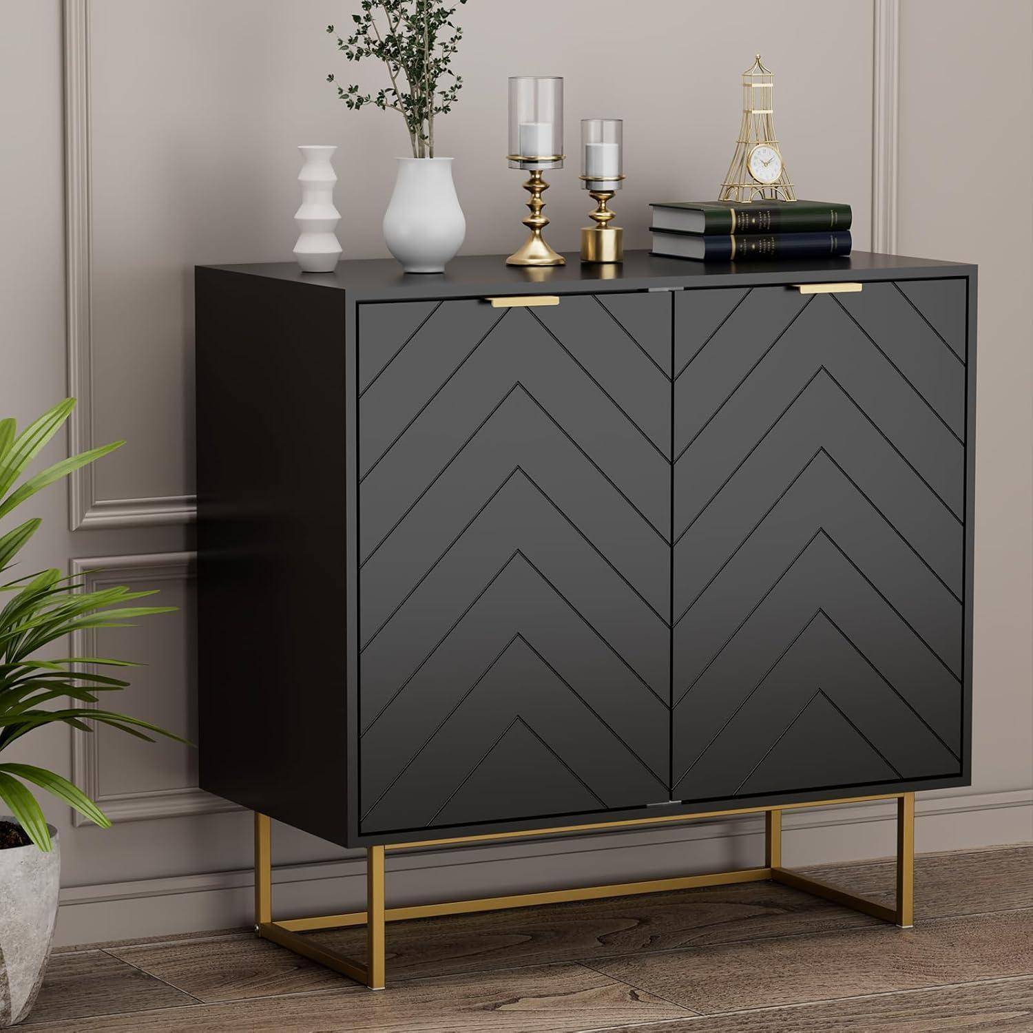 UEV Sideboard 2er Set, 160x40x77,5cm, Kommode mit 4 Türen und verstellbare Ablagen, Buffet, TV Board, Aufbewarhungsschrank, Kücheschrank, Mehrzwecks