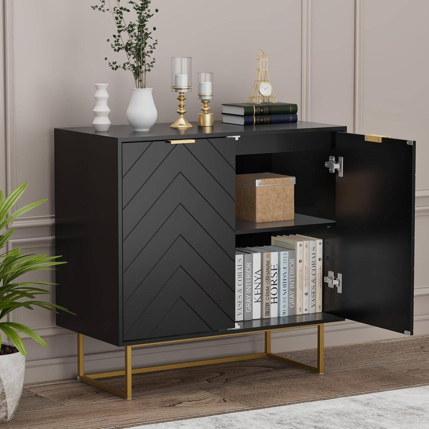 UEV Sideboard 2er Set, 160x40x77,5cm, Kommode mit 4 Türen und verstellbare Ablagen, Buffet, TV Board, Aufbewarhungsschrank, Kücheschrank, Mehrzwecks