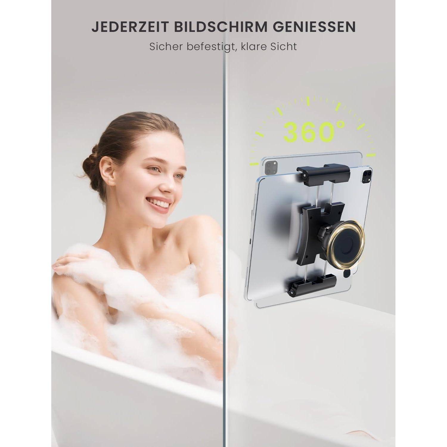 OHLPRO 2-in-1 Tablet Wandhalterung Mit 2 Basis, iPad Wandhalterung 360° Drehbar Verstellbar Aluminium Clip Tablet Halterung Wand Kompatibel mit All
