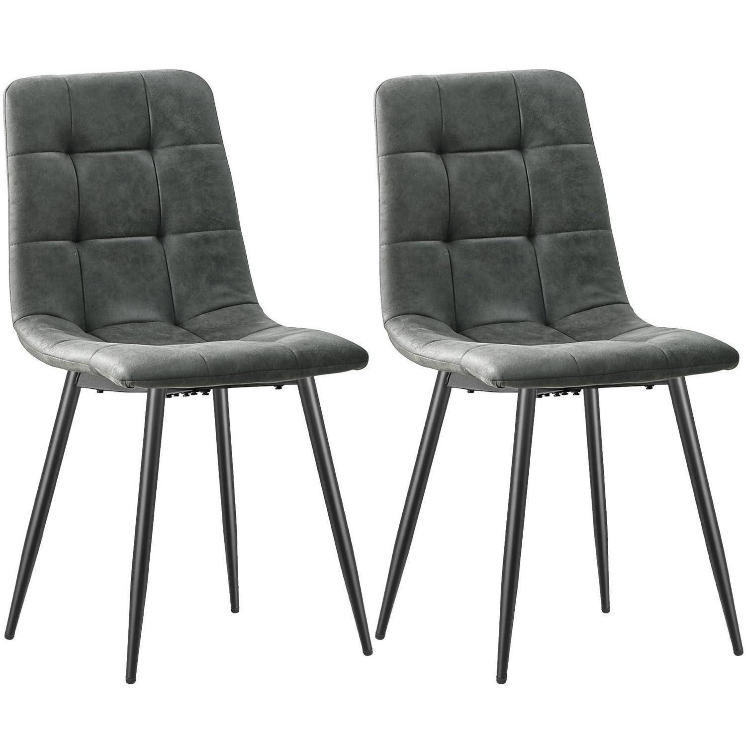 LEWE Esszimmerstühle 2er Set, Mikrofaser-Kunstleder Polsterstuhl | Stühle Esszimmer mit Hoher Rückenlehne, Schwarzen Metallbeinen, gepolsterte für