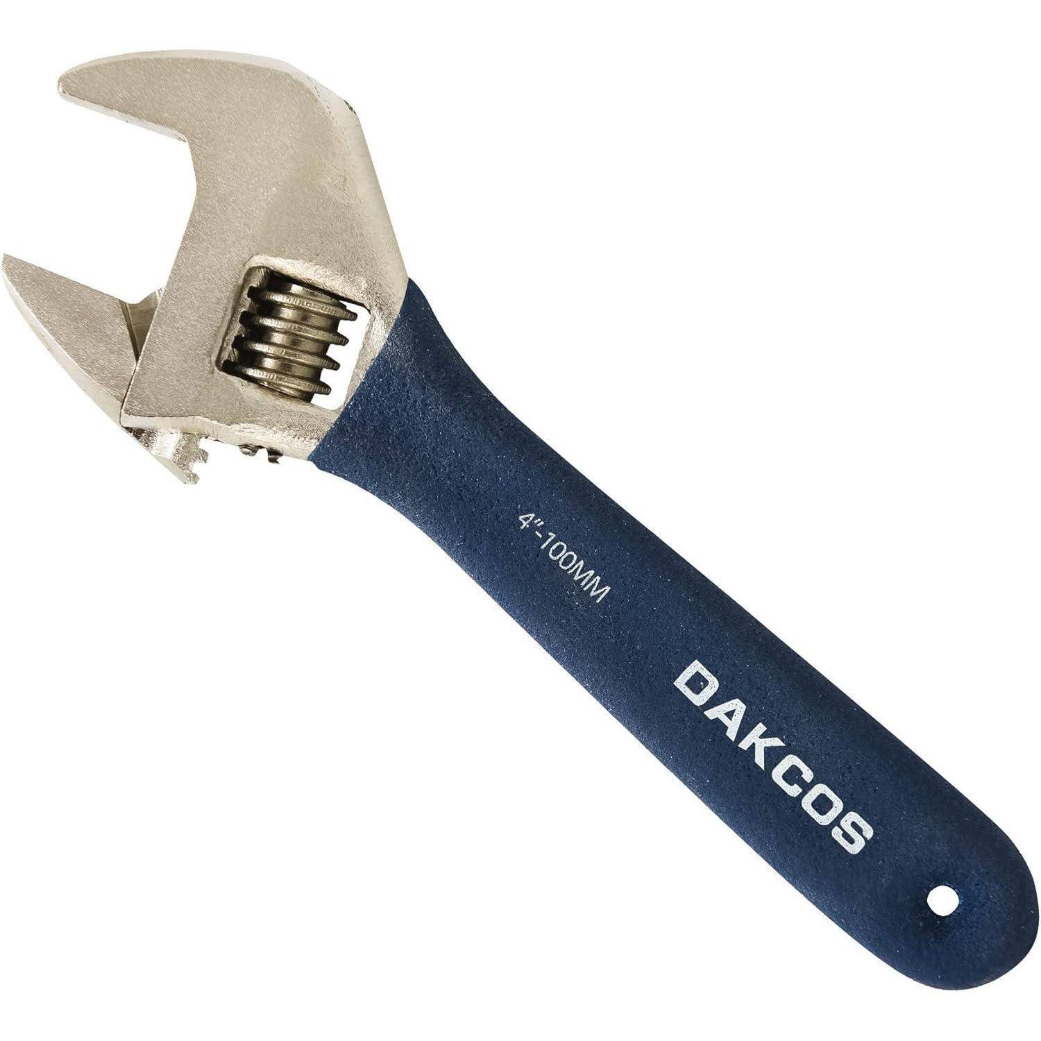 DAKCOS Rollgabelschlüssel verstellbarer Schraubenschlüssel Adjustable Wrench Einmaulschlüssel mit Gummigriff – Länge: 4"/100 mm (max. 15mm Maulw