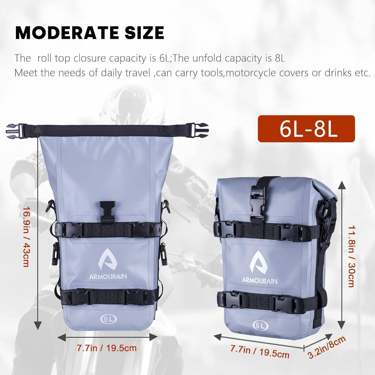 Motorrad Stoßstangen Seitentasche Tasche Wasserdicht 6L/8L/15L Motor Sturzbügel Seitentaschen mit Schultergurt Motorräder Seitenrahmen Seitenkoffer
